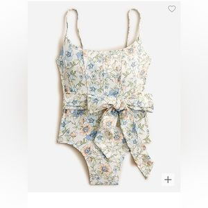 J.Crew top stitched floral vine one piece swimsuit size 10